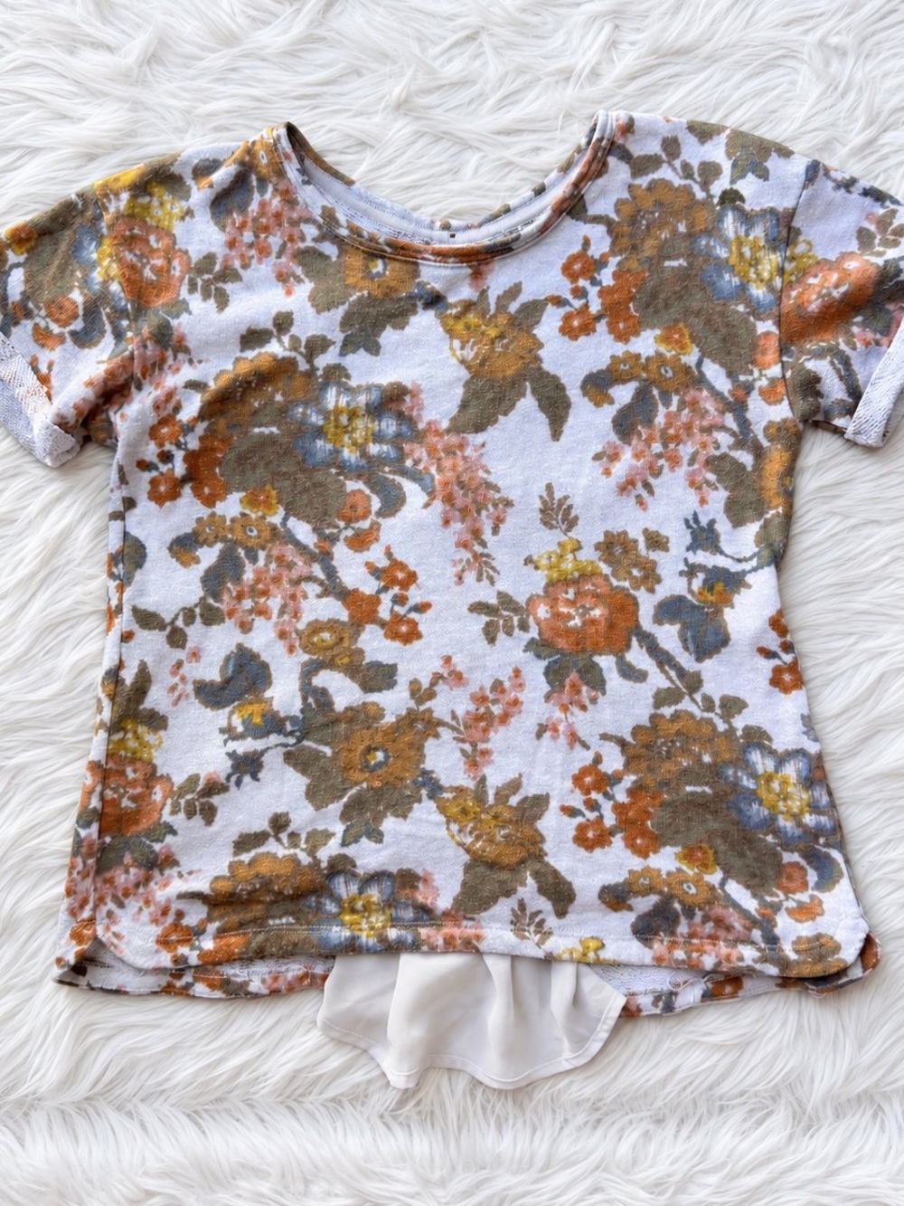 Anthropologie Saturday Sunday Floral Knit Button Back Top Small Boho